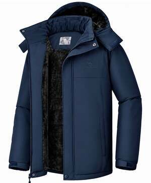 CAMEL CROWN Men's Ski Snow Jacket Size S Navy Blue Waterproof Fleece Hooded. New